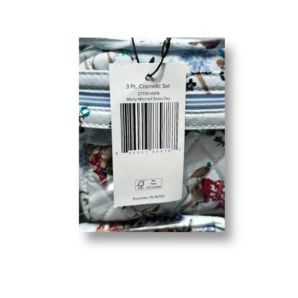 New Vera Bradley Merry Mischief Snow Day 3 Piece Cosmetic Bag Organizer Gift Set - Picture 4 of 9